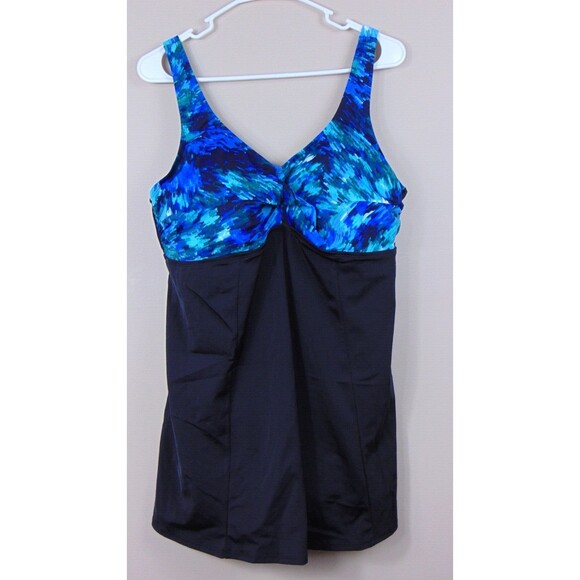 Swim Suits For All Bathing Suit Size 18 One Piece Dress Padded Black / Blue SWIM - Picture 1 of 8